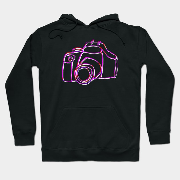 Minimal Pink Camera Line Art Hoodie by badlydrawnbabe